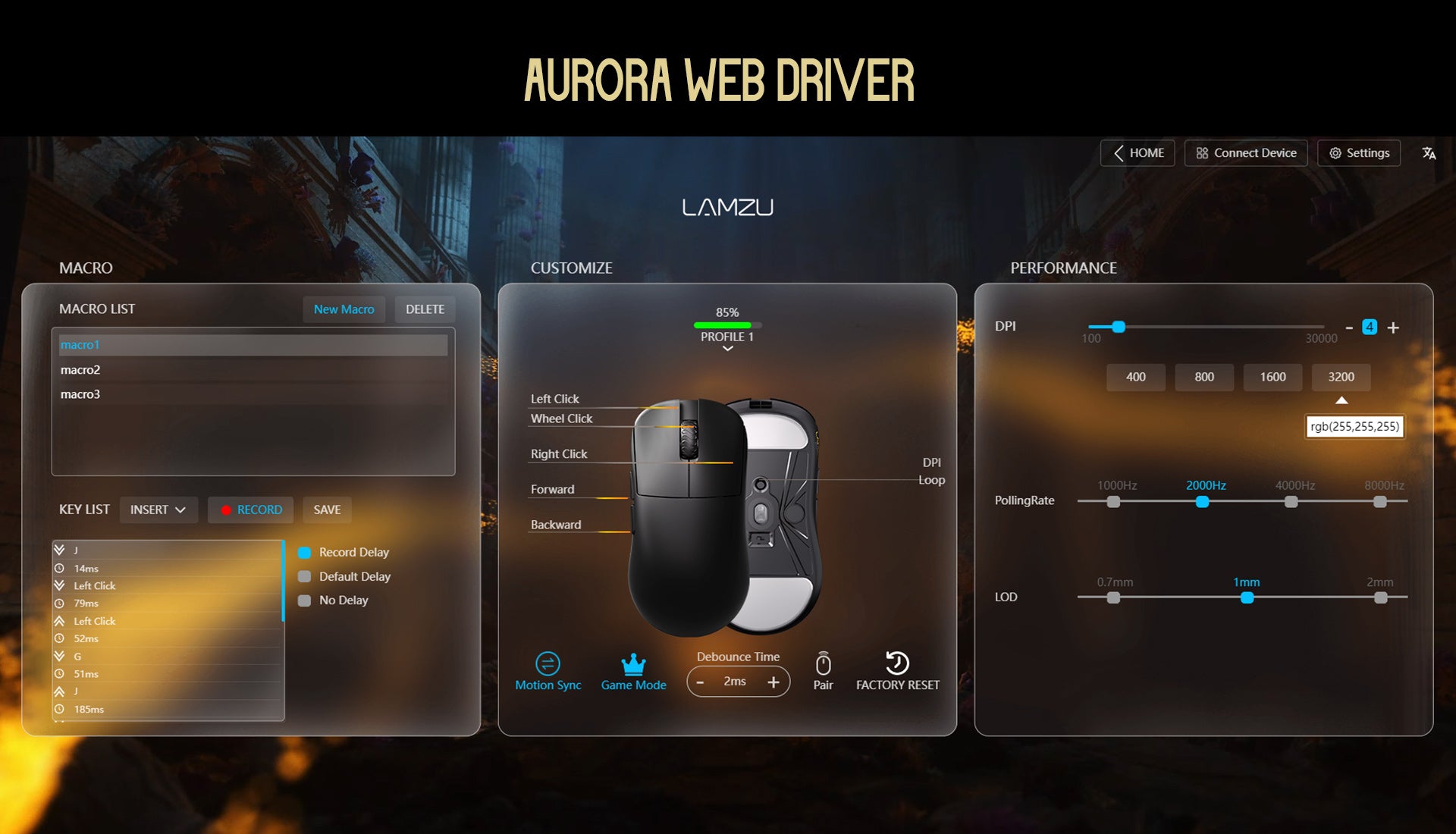 Mouse Gamer LAMZU Inca 8K Sem Fio Black