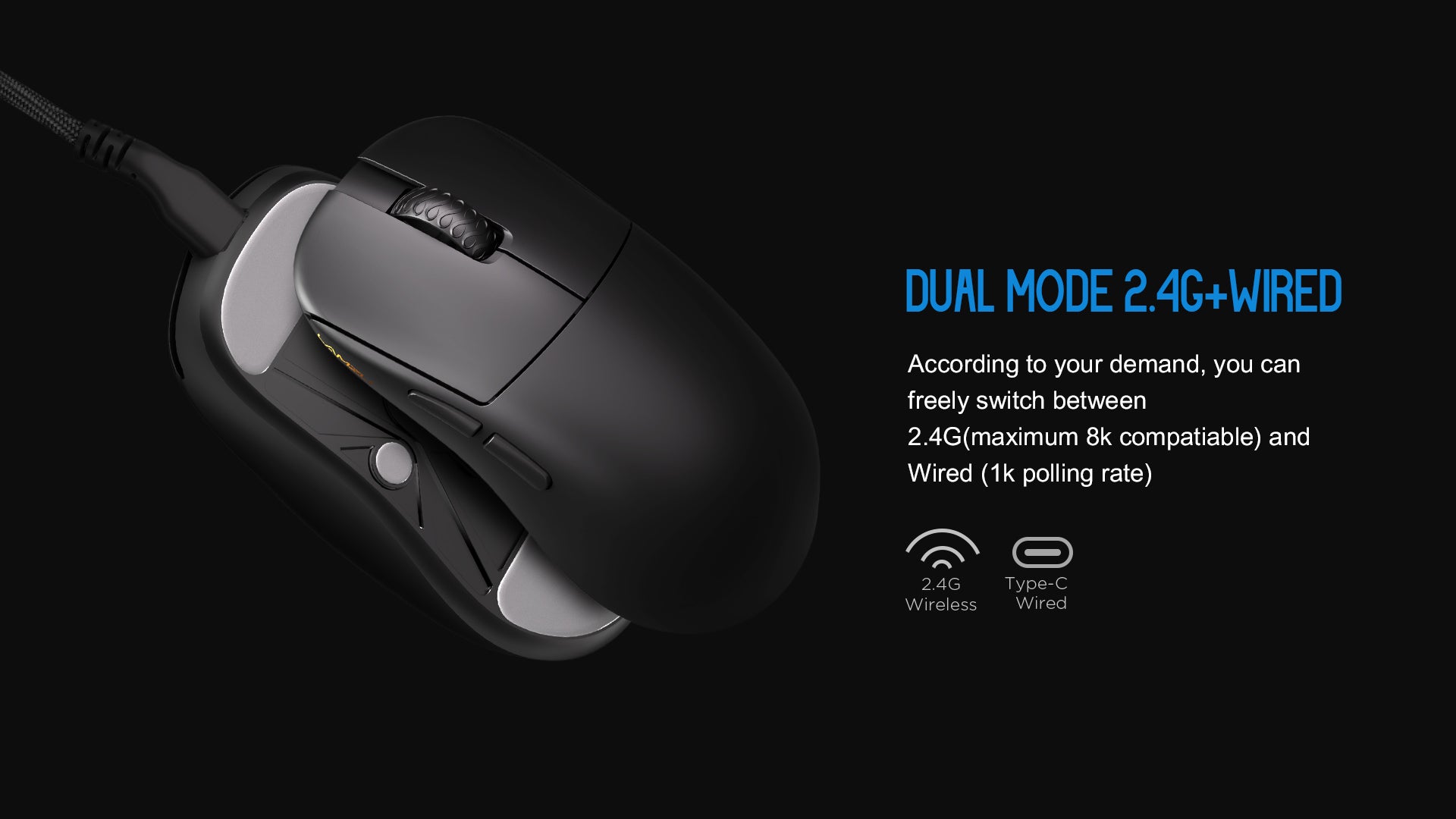 Mouse Gamer LAMZU Inca 8K Sem Fio Black